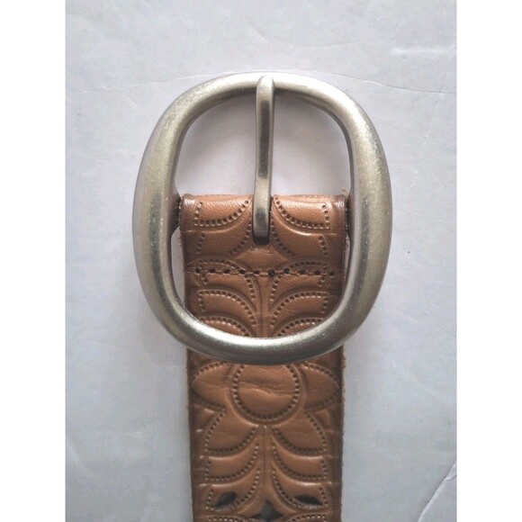 Fossil Tooled Leather Belt Tan Floral Laser Cut  Medium Western Boho Festival main image 5